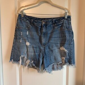 Fashion Nova Blue Distressed Jean Shorts